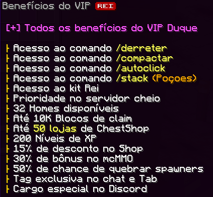 Benefícios do VIP Rei